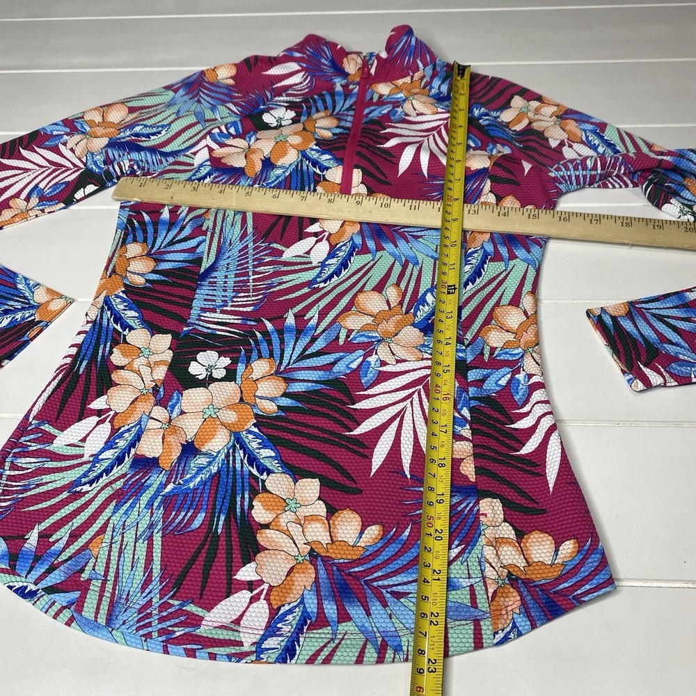 Tommy Bahama Women‎ Sz XS Golf  Tennis  Jacket Floral 1/4 Zip Long Sleeve UPF 50 - Picture 8 of 13